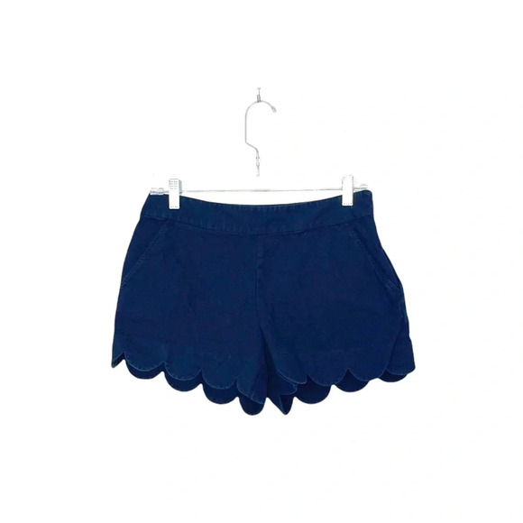 Vineyard Vines 100% Cotton Navy Blue Mid-rise Scallop Hem 3” Shorts 4 Women’s - Picture 12 of 12